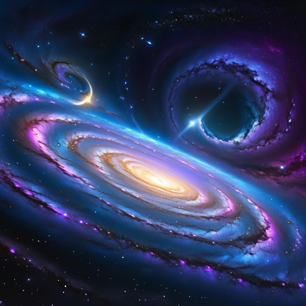 Lone Galaxy Amidst Starry Expanse in Digital Painting