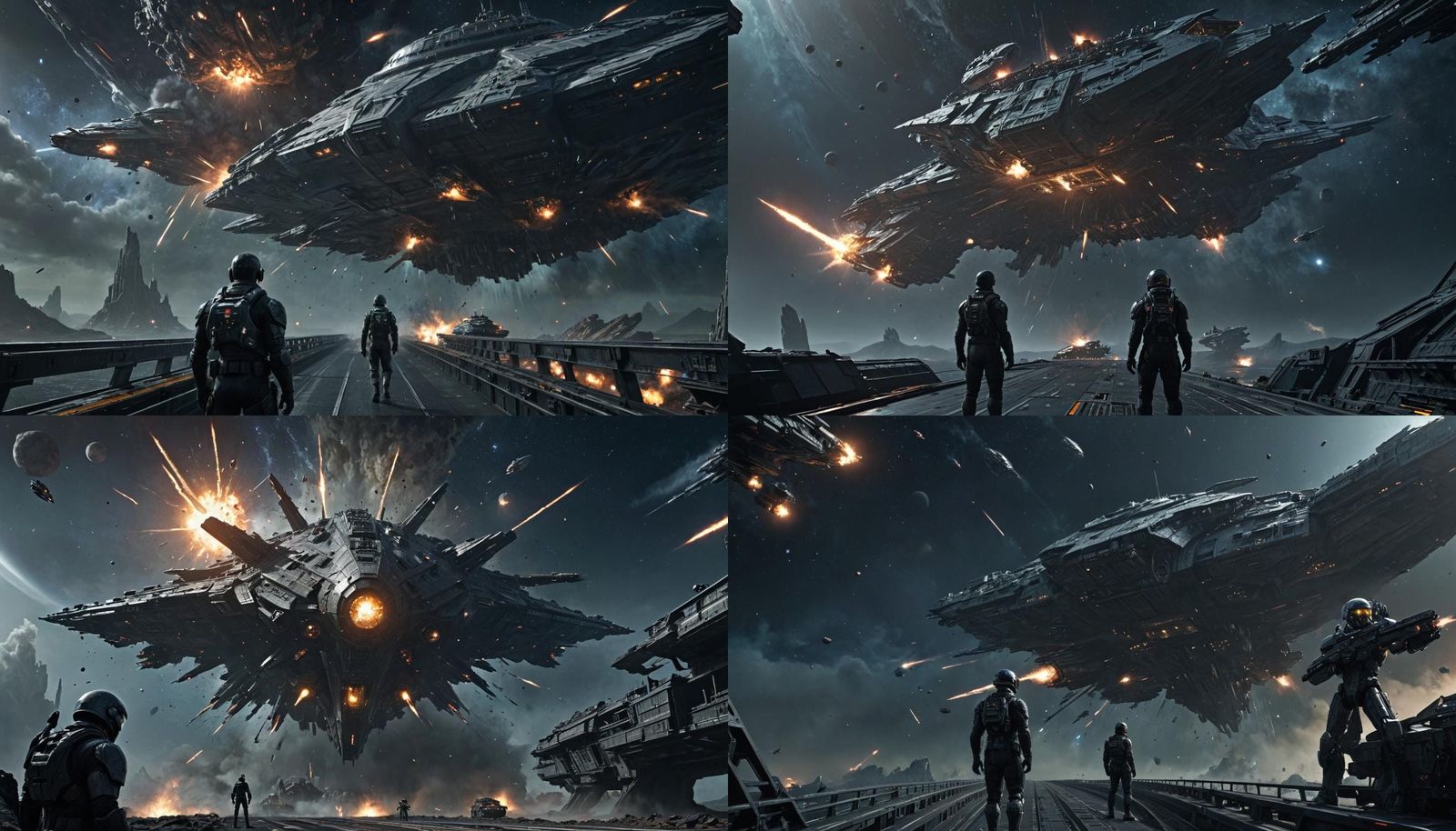 Futuristic Space Battlefield: Mothership Explosion in Hyperr...