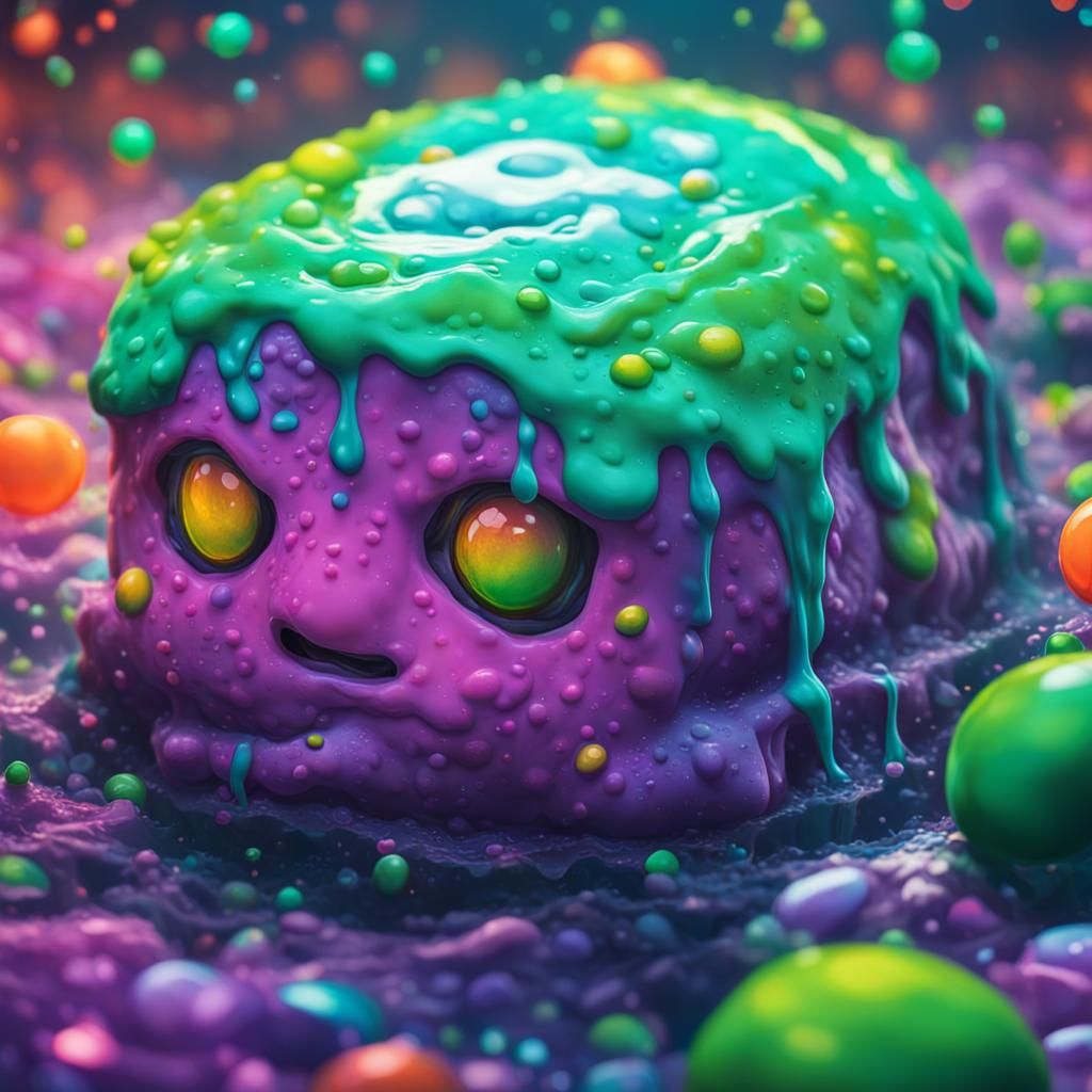 Sentient Slime Awakening: Detailed Digital Art