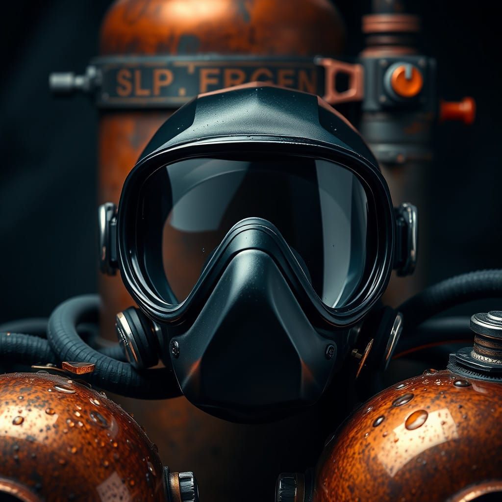 Industrial Diving Equipment in Dramatic Lighting