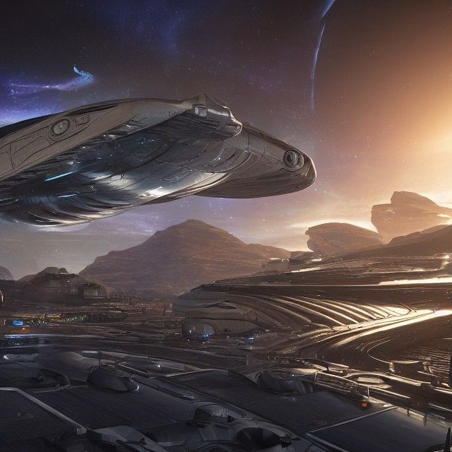 Science Fiction Spaceport in Hyperrealistic Detail