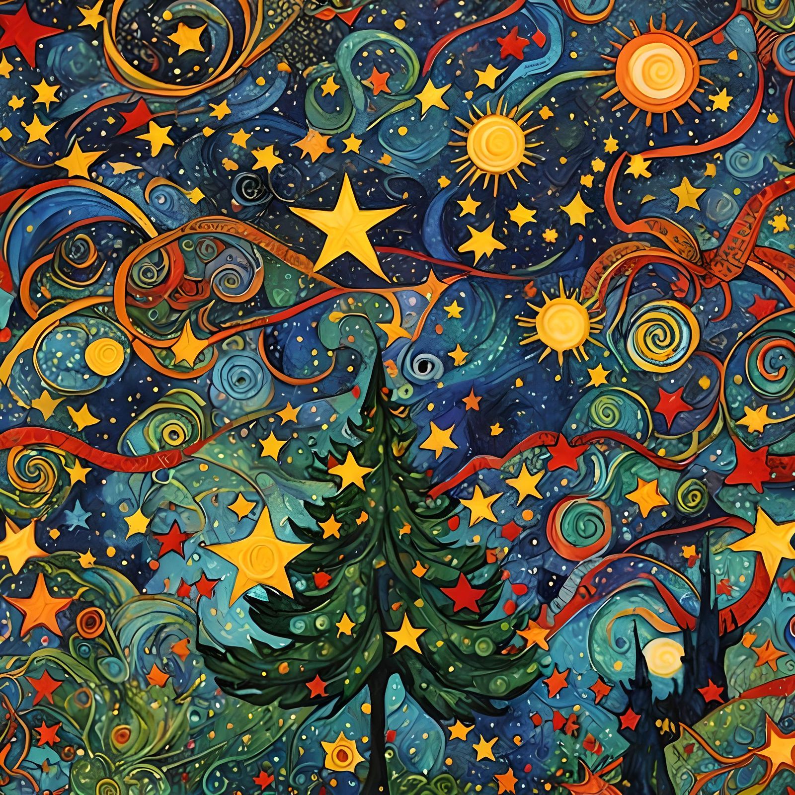 Abstract Starry Night Album Cover as Zentangle Art