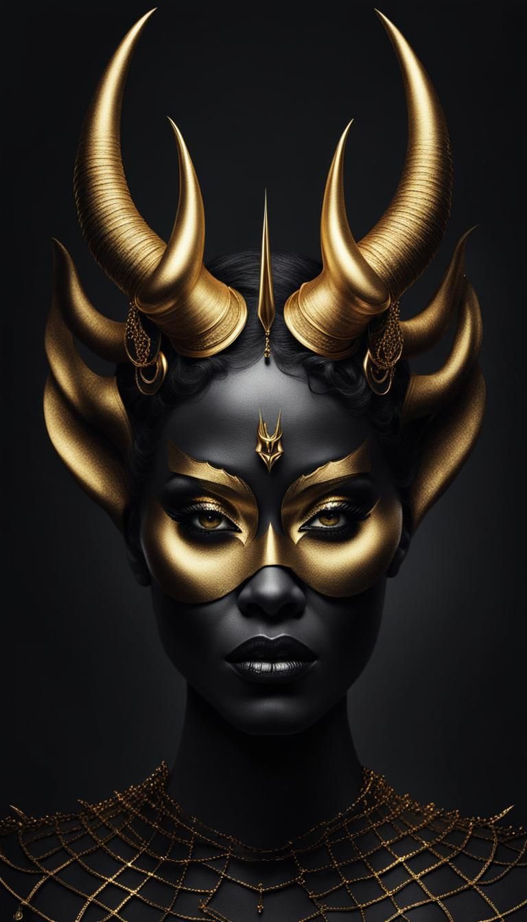 Devil Queen: Monochromatic Fashion Editorial Illustration