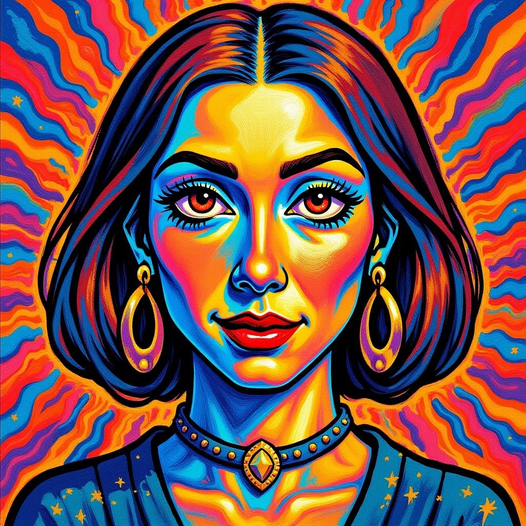 Abstract Portrait of Woman in Cubist Art Deco Style