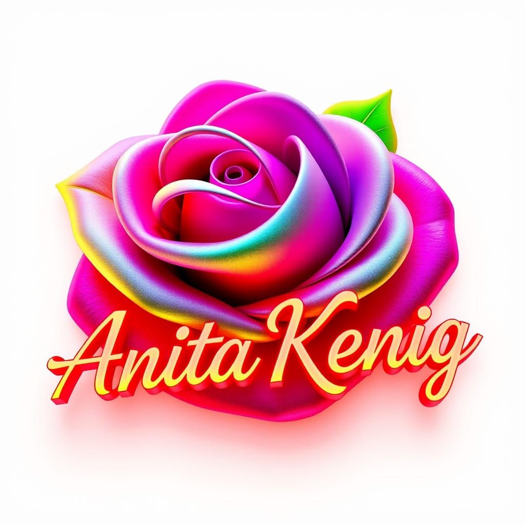 Rainbow Rose Logo in Art Deco Style