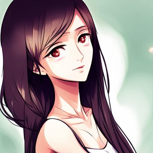 Anime Style Portrait of a Beautiful Korean Girl