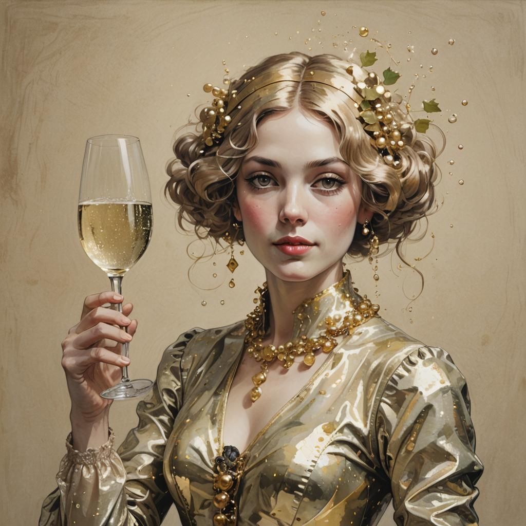 Personification of Sparkling Wine Portrait