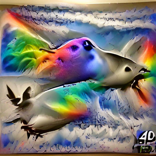 Dove Flying Over Rainbow Airbrush Art