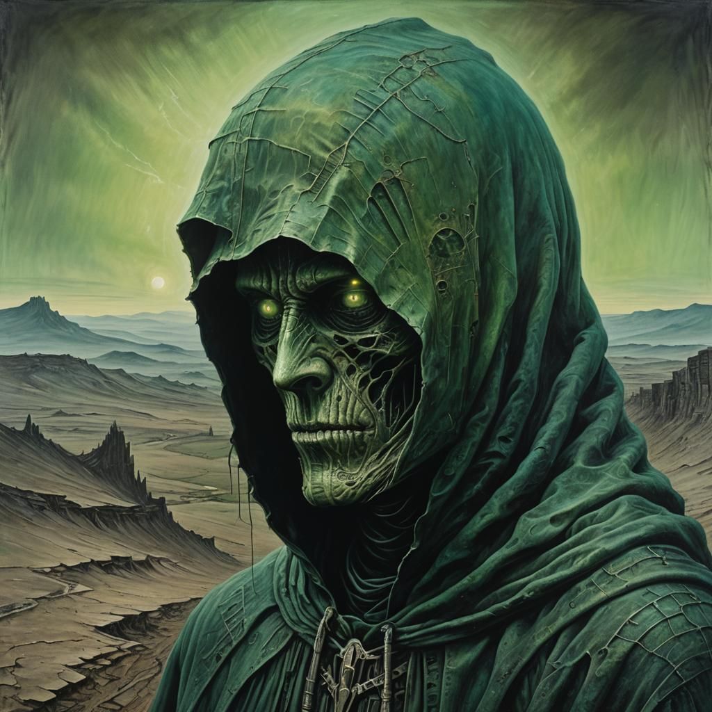 Eerie Portrait of Death in Dark Surrealism Style