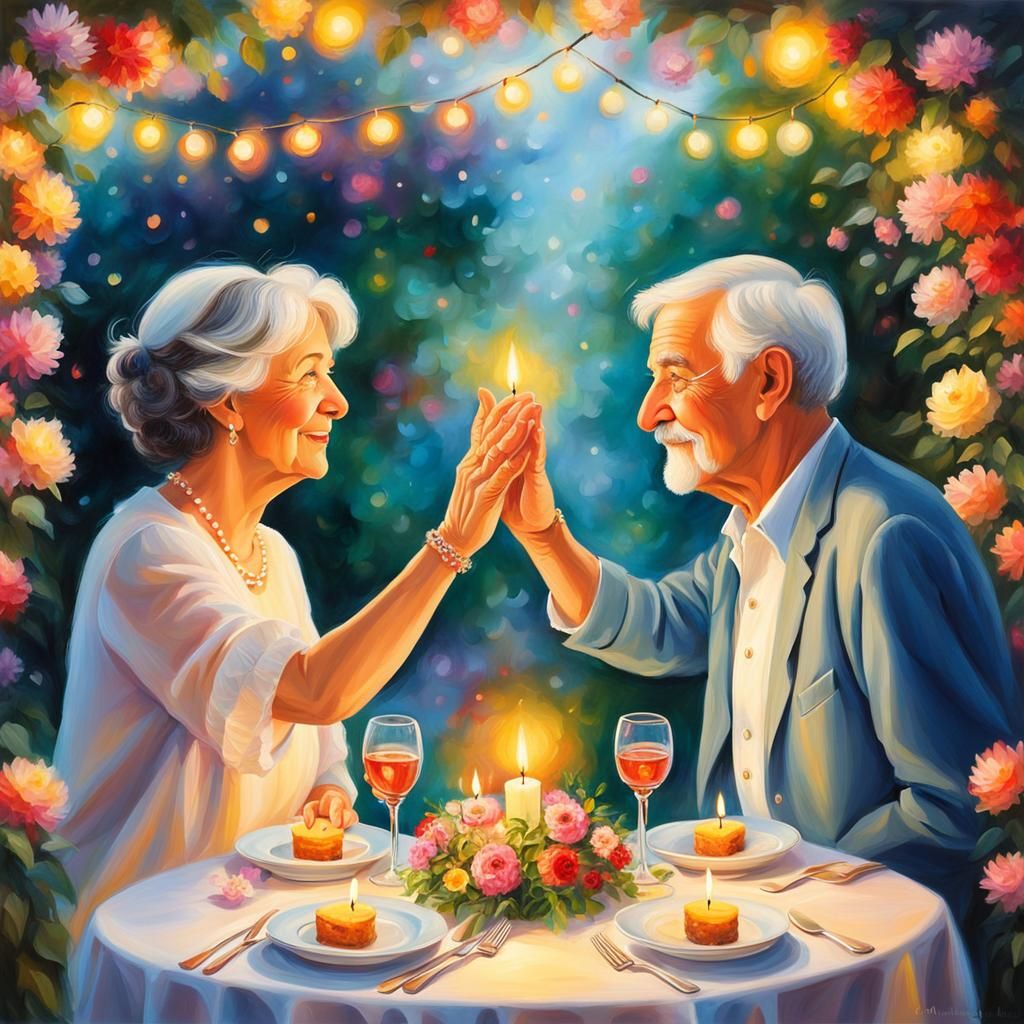 Romantic Anniversary Dinner of Loving Couple