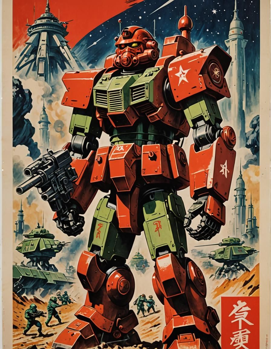 Zaku Mars: 1950s Communist Propaganda Poster