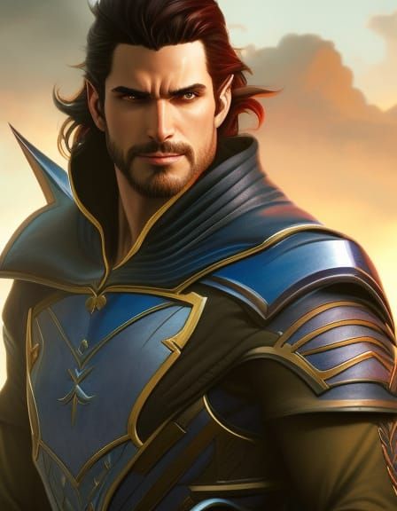 Vibrant Warrior Portrait in Comic Book Style