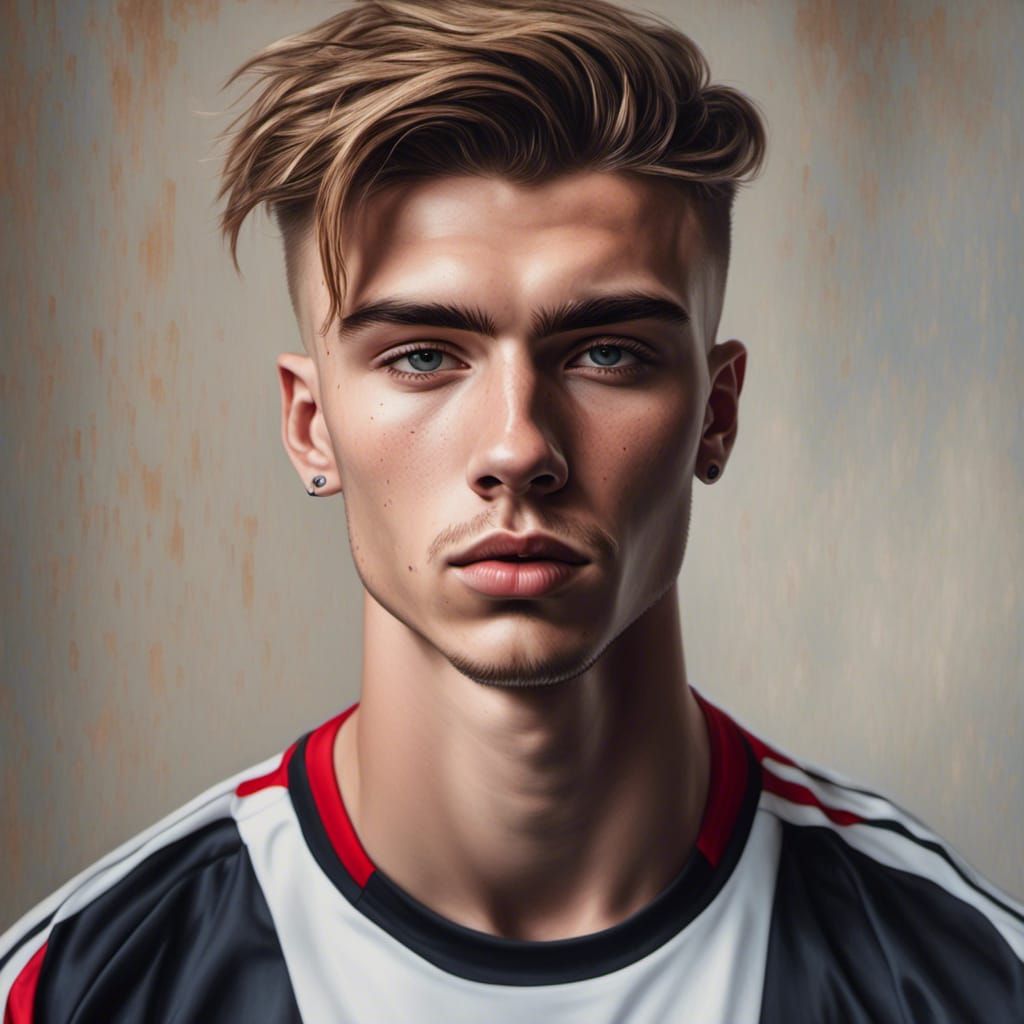 Handsome Skin Fade Portrait in Illusional Style