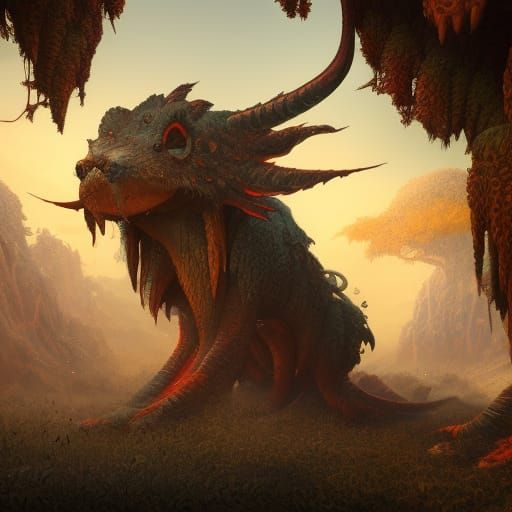 Fantastical Strange Animal in Detailed Matte Painting