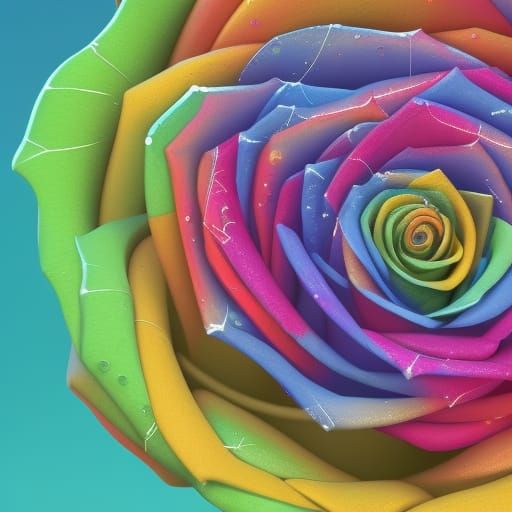 Rainbow Spiderweb in Rose: 3D Digital Art