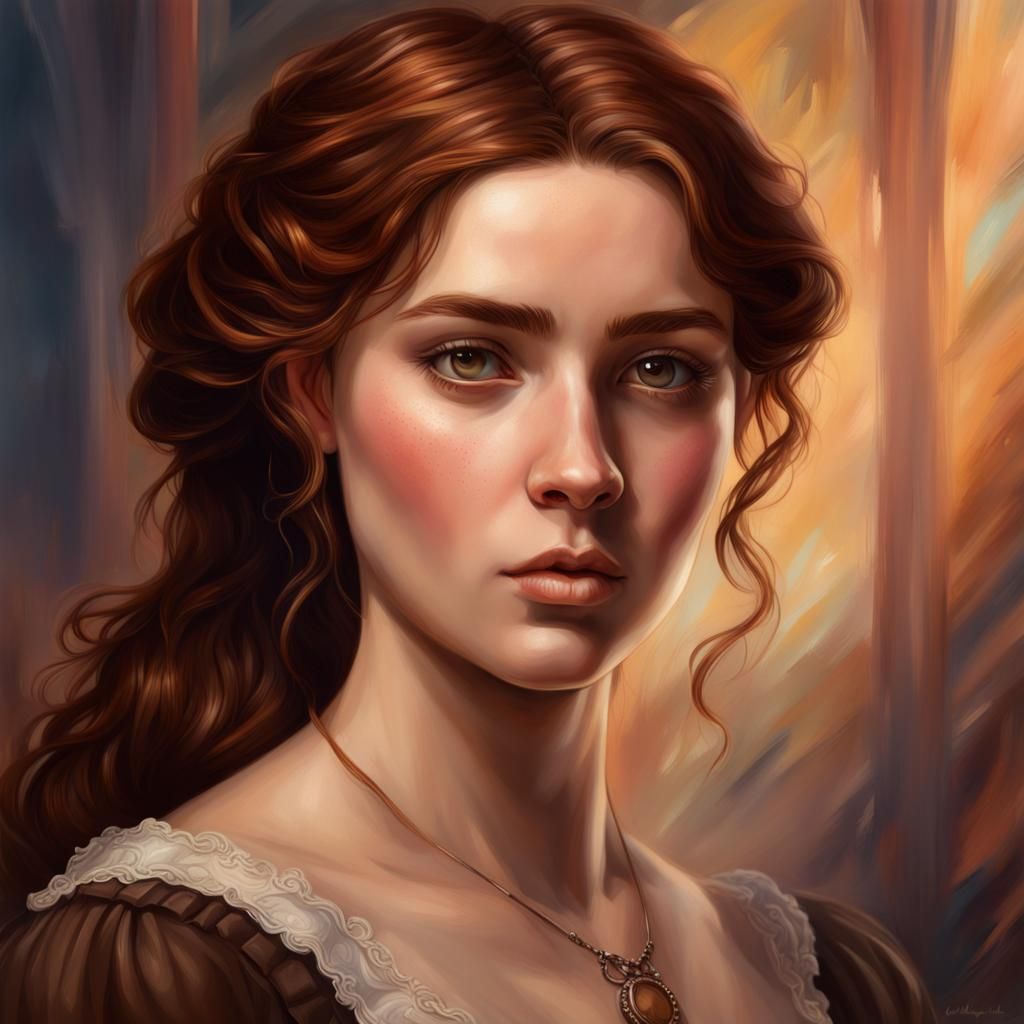 Victorian Lady Portrait in Detailed Splash Art