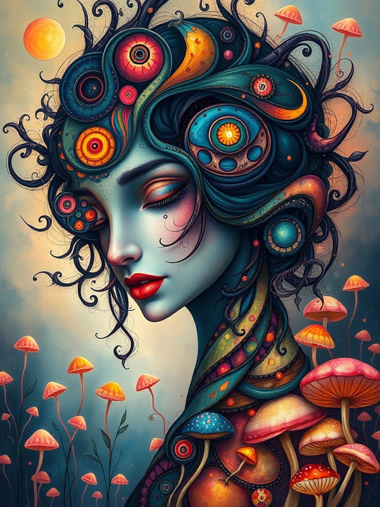 Ethereal Abstract Portrait in Retro-Futuristic Style