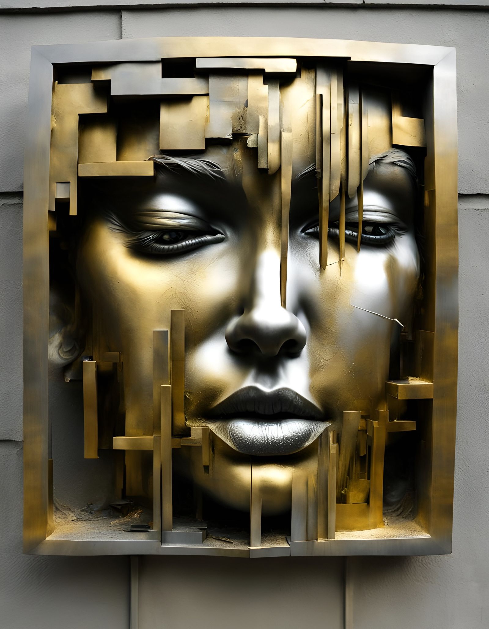 Abstract Airbrush Sculpture in Brutalist Style