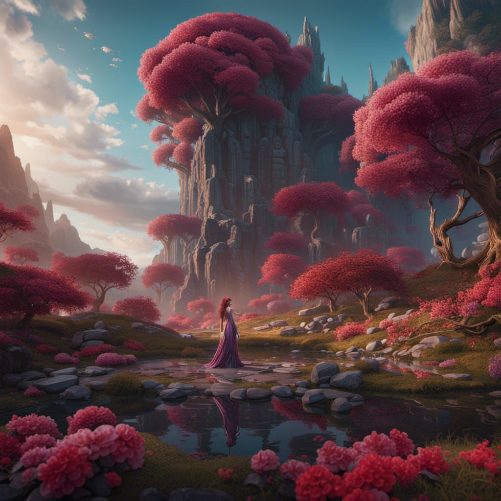 Detailed Matte Painting of Persephone in Deep Color