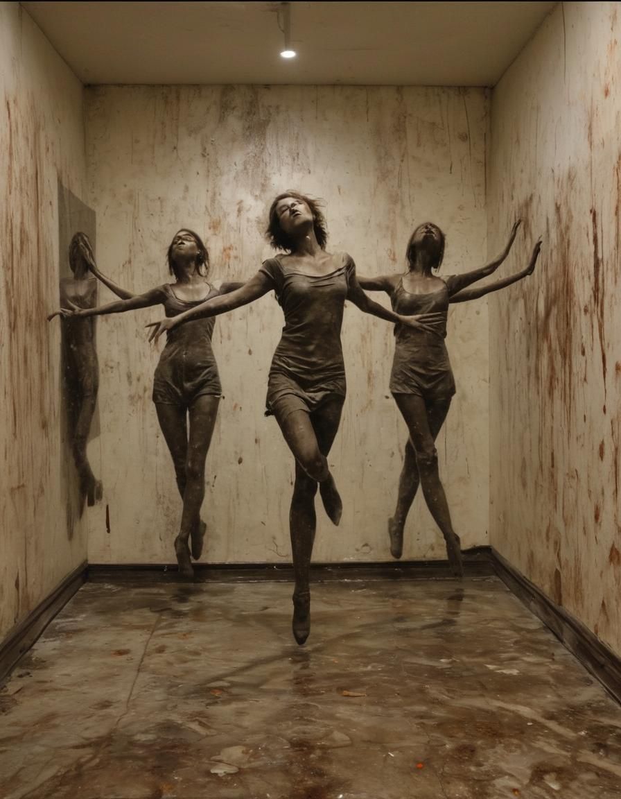 Surreal Dancers in Anamorphic Dreamscape