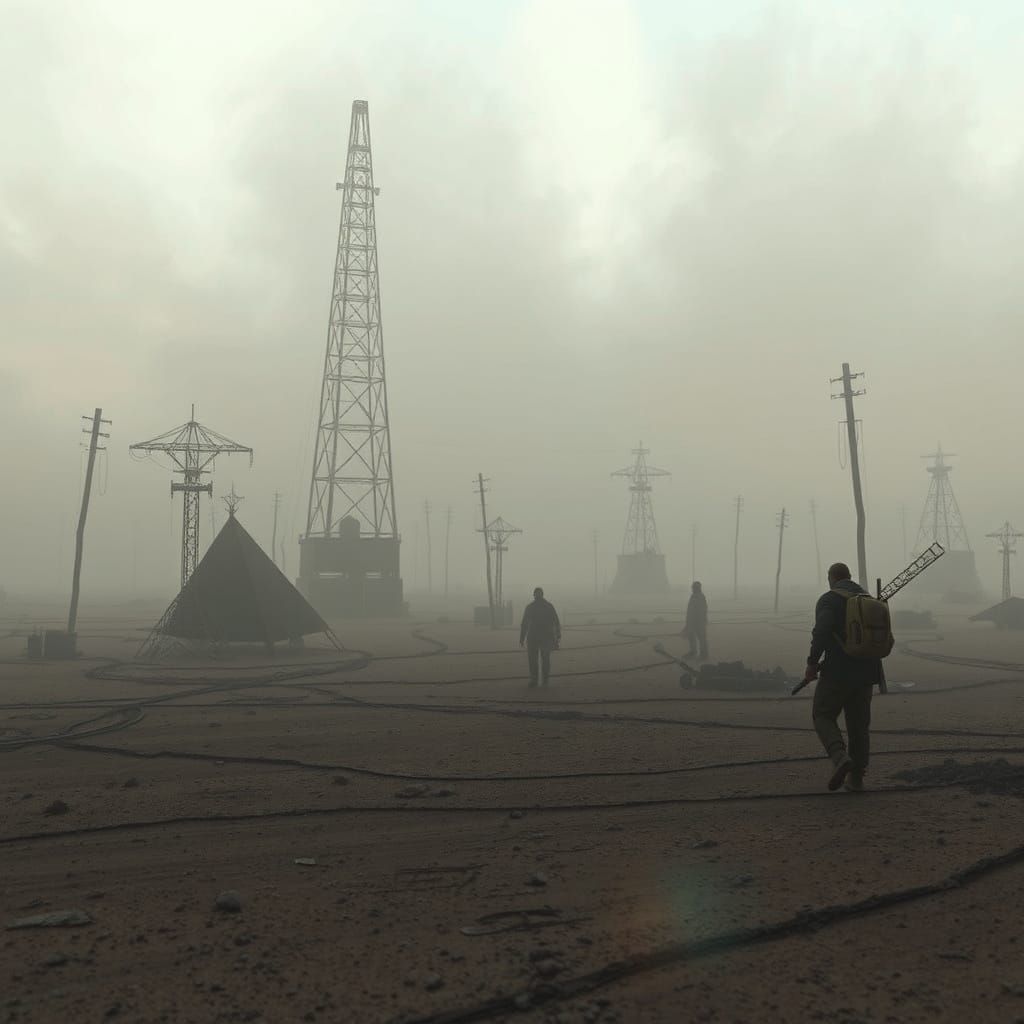 Bleak Post-Apocalyptic Landscape in 3D Cinematic Style