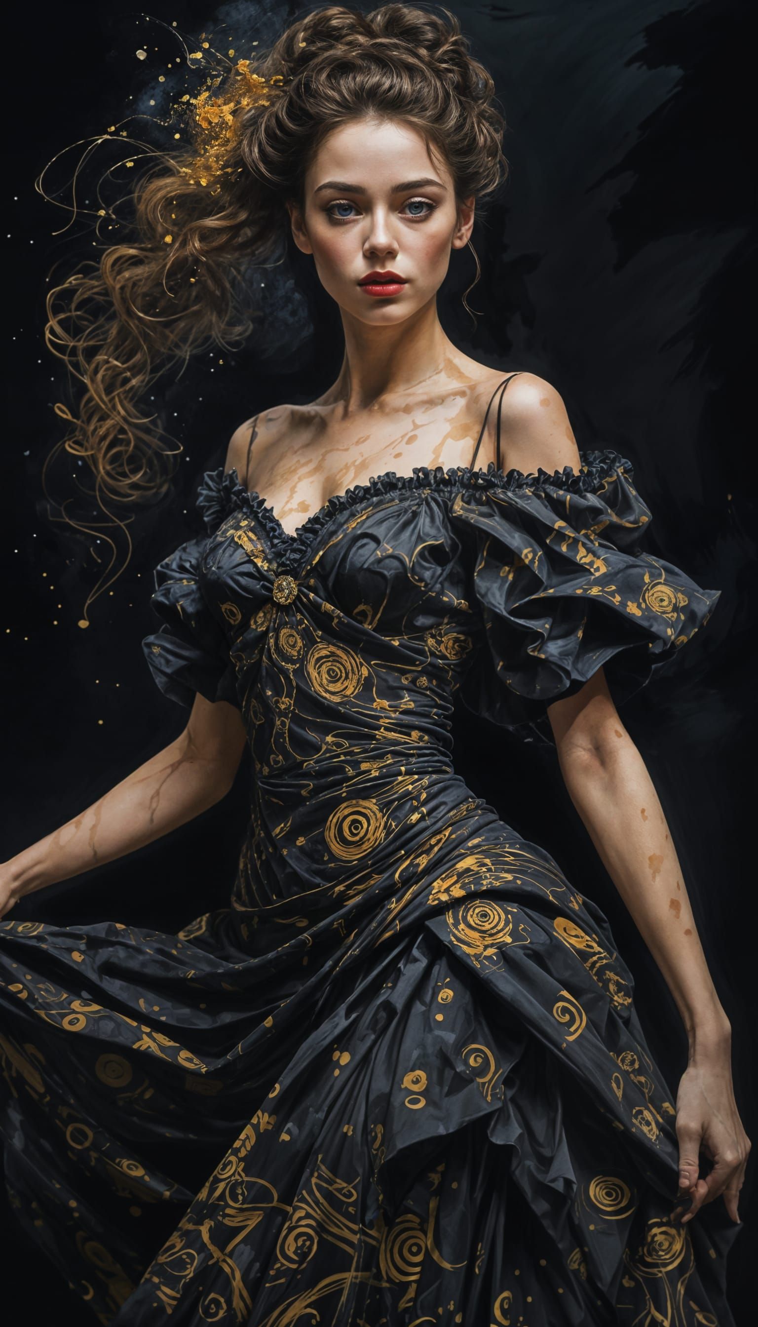 Gothic Dancer in Swirling Acrylic Ink