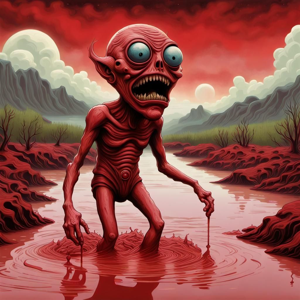 Scary Alien George Clooney in Acid River