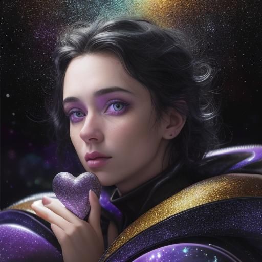 Galactic Abstract in Glass Hearts as Impasto Painting