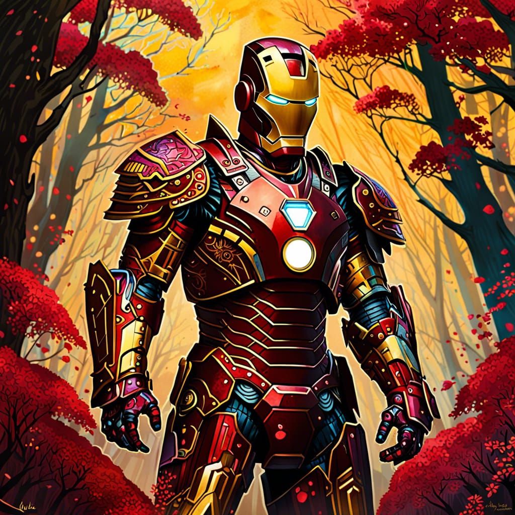 Ironman as Samurai in Watercolor Style