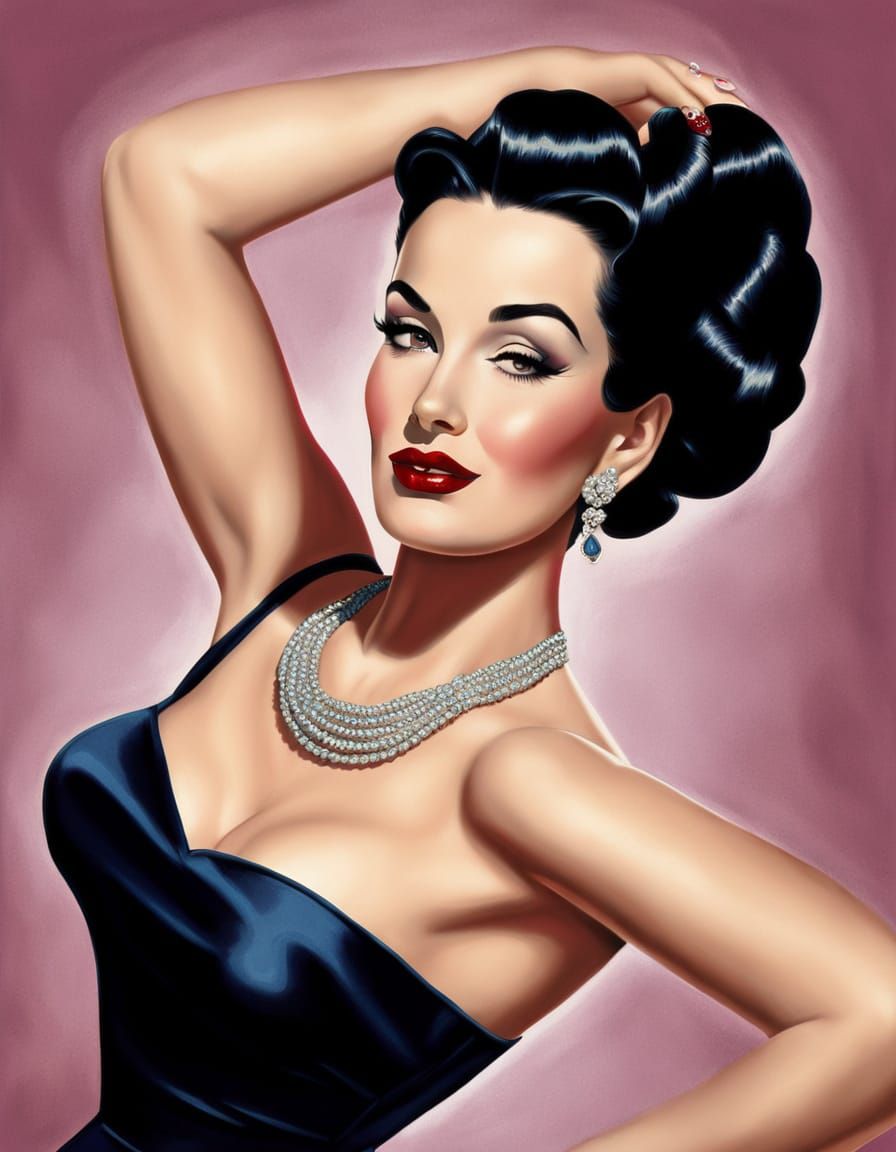 Vintage Glamour Pin-Up Girl in Retro Style