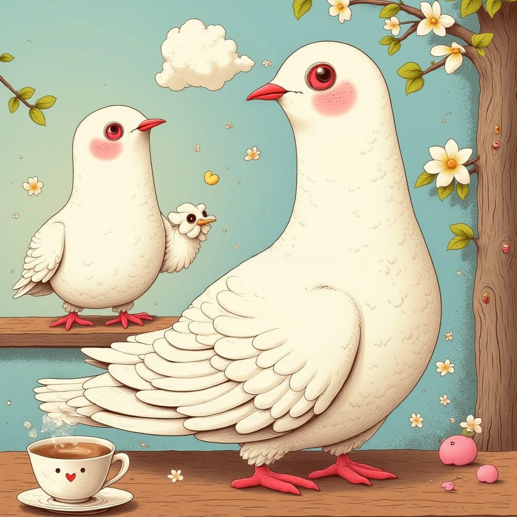 White Doves in Flight