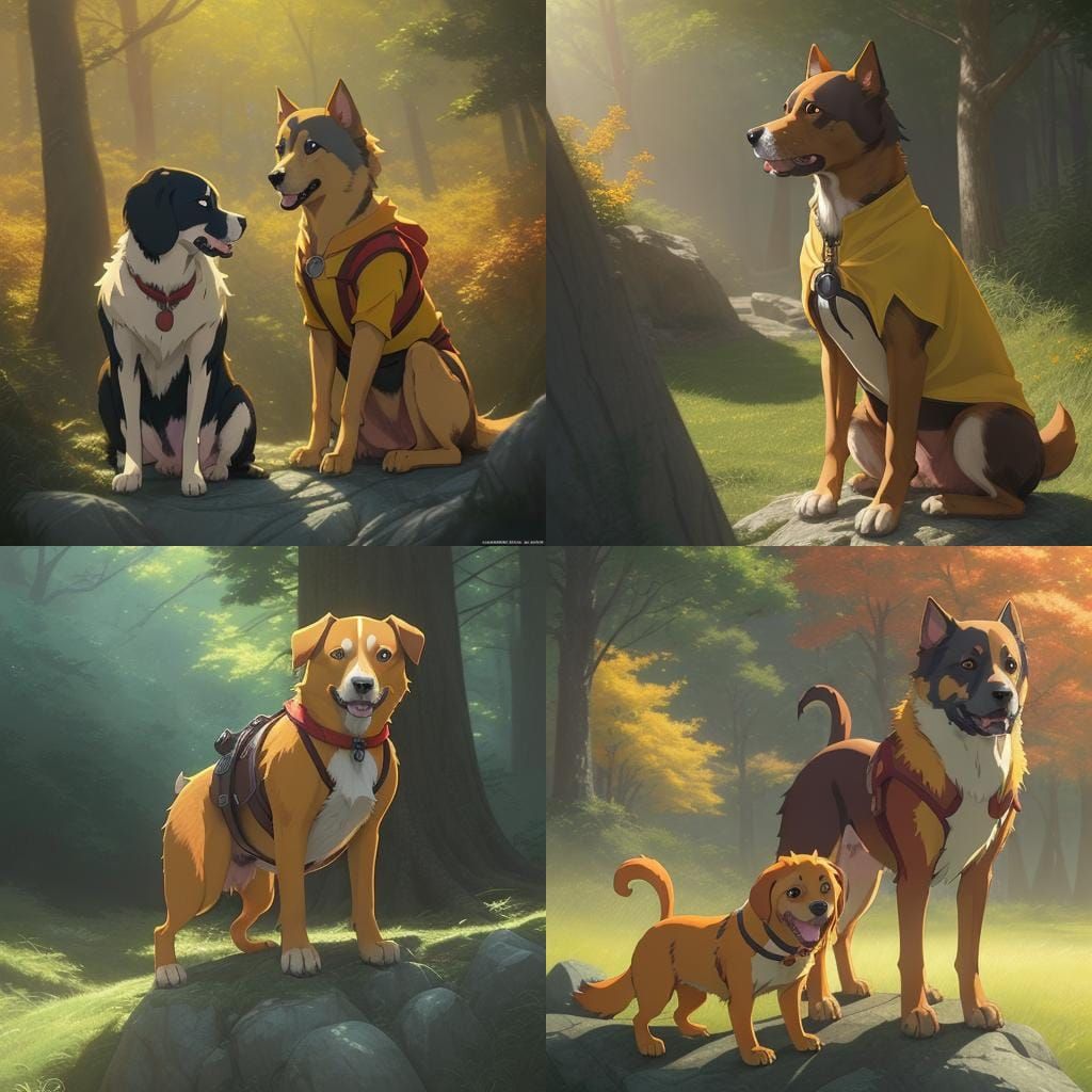 Dog in Quest Costume, Ghibli Anime Style