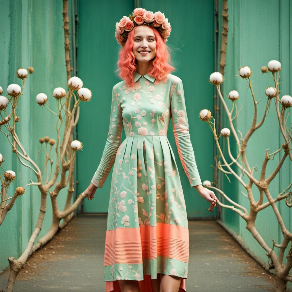 Golden Woman in Surrealist Fashion, Photorealistic Style