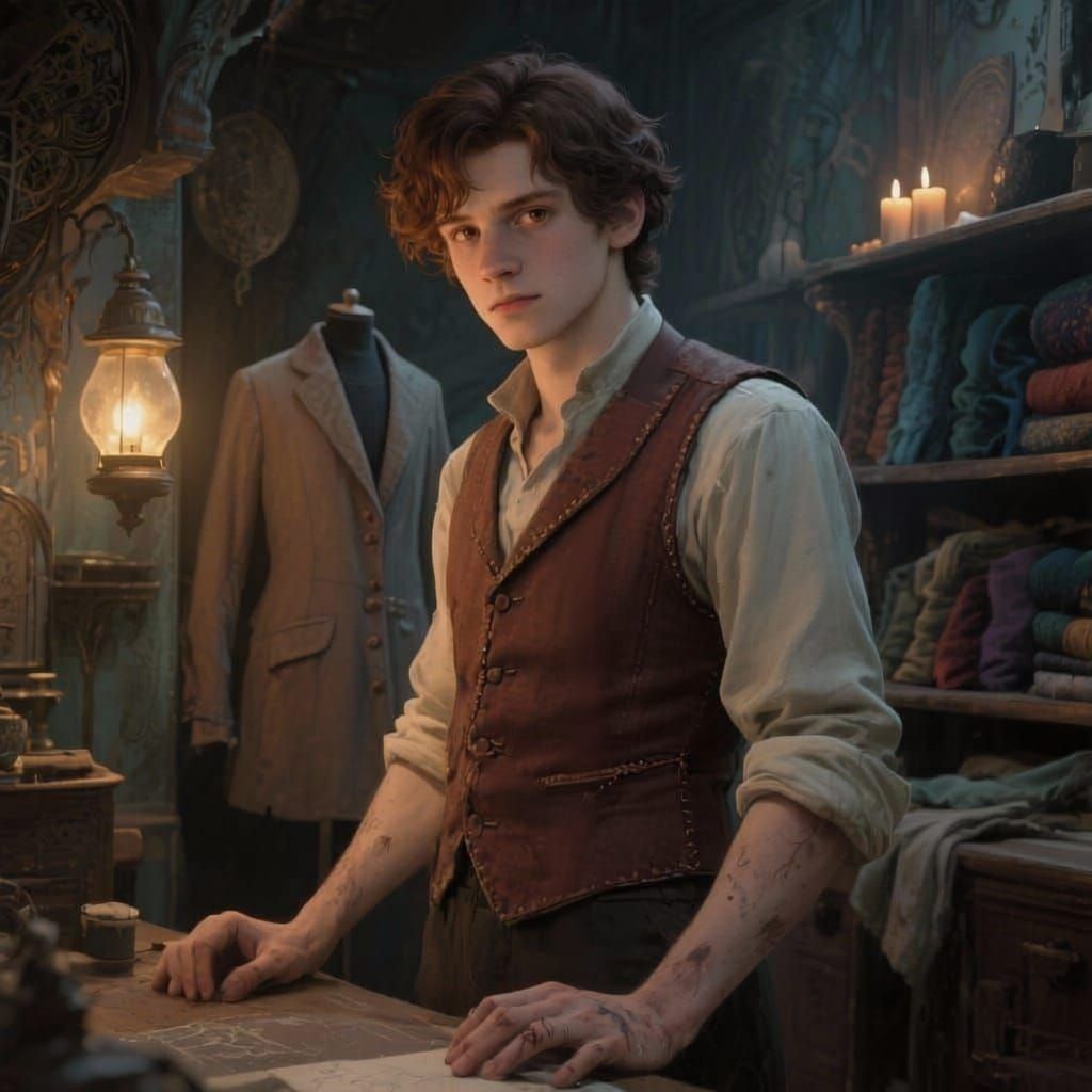 Victorian Tailor Portrait in Cozy Gothic Shop