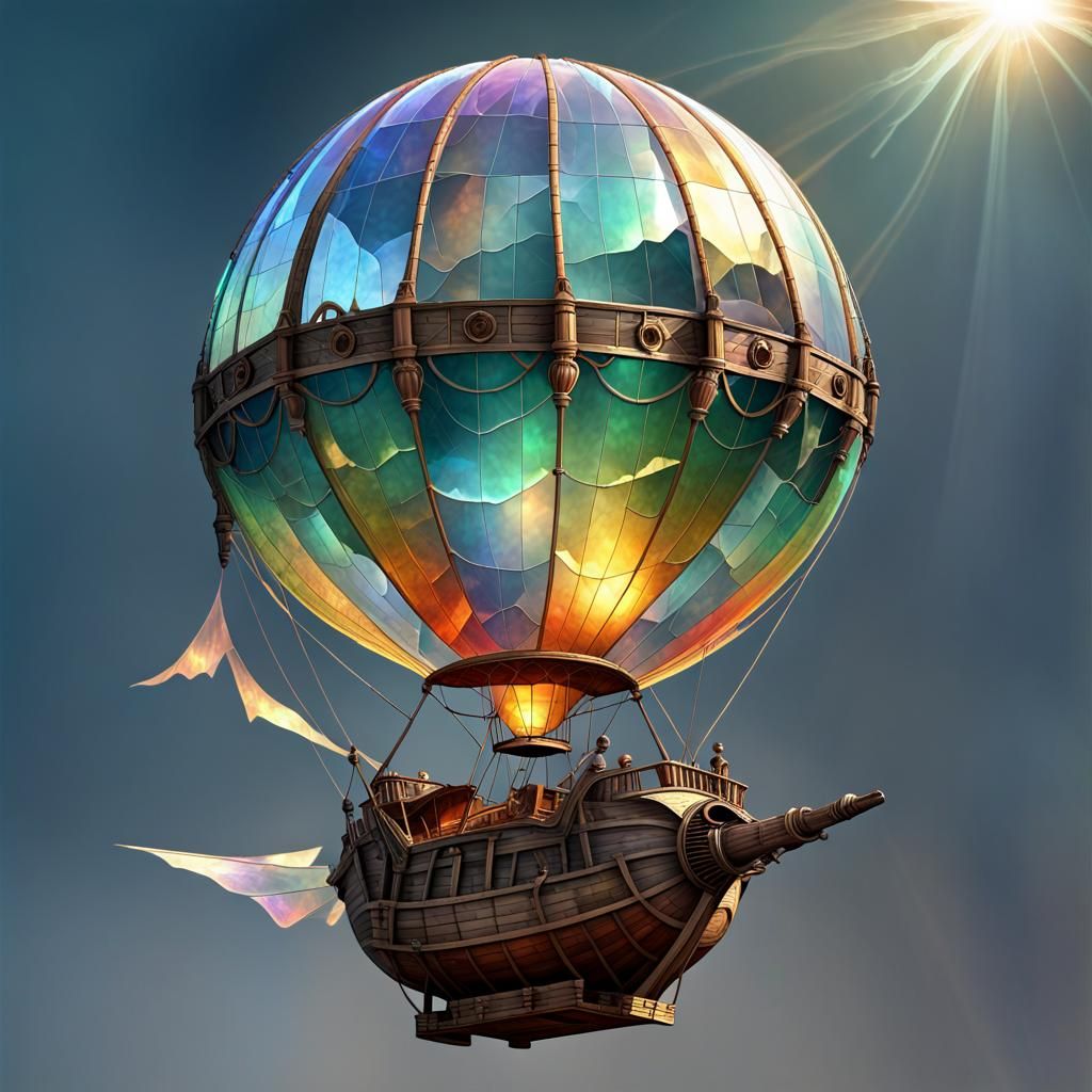 Fantasy Pirate Hot Air Balloon Airship in 8K