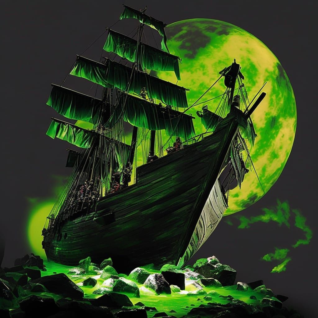 Eerie Ghost Pirate Ship on the Ocean