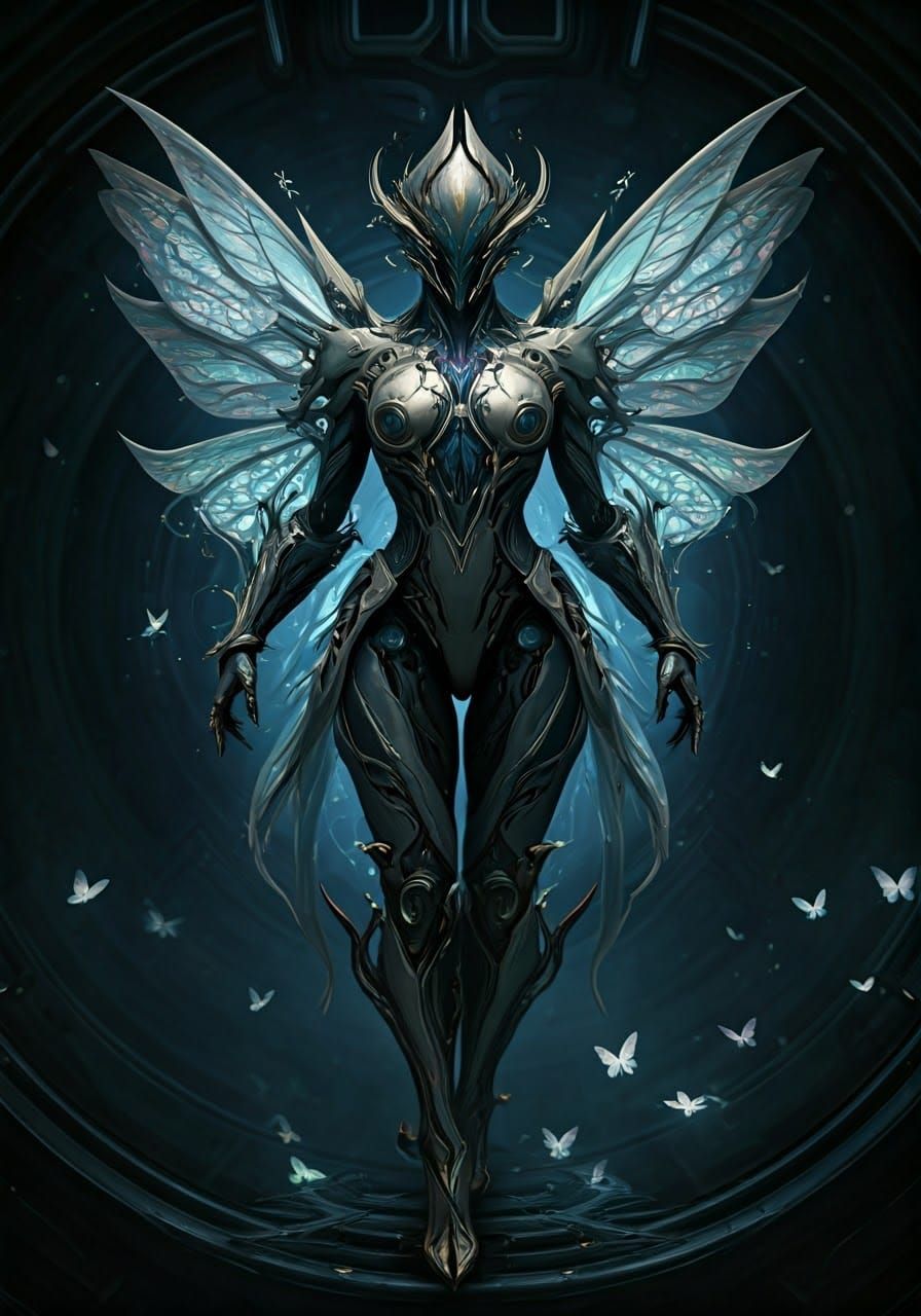 Butterfly Queen Warframe in Futuristic Organic Style