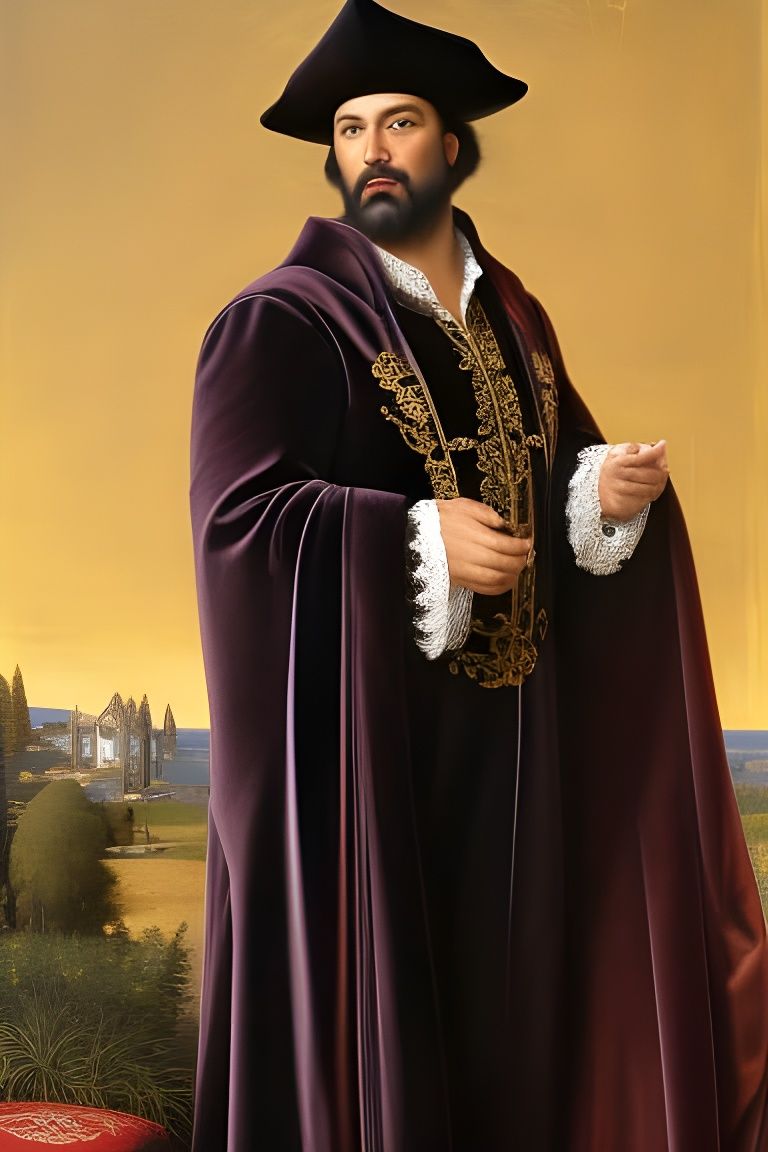 Renaissance Man in Velvet Robes: Hyperrealistic Portrait