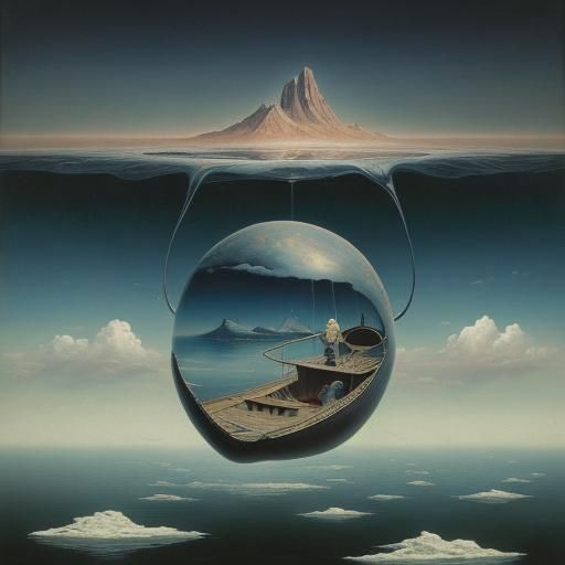 Surreal Boat Journey to Inner Portal in Dreamscape