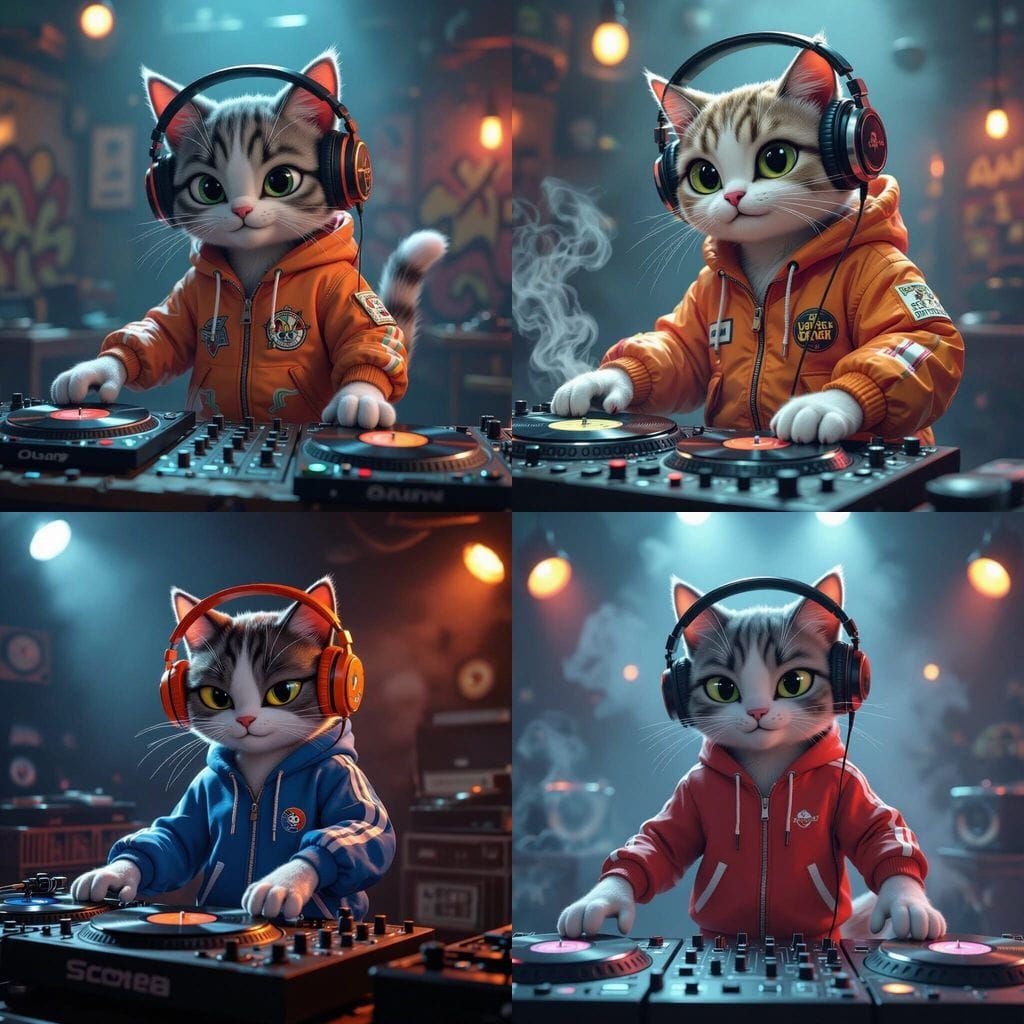 Cat DJ Spins Records in Smoky Hip Hop Club