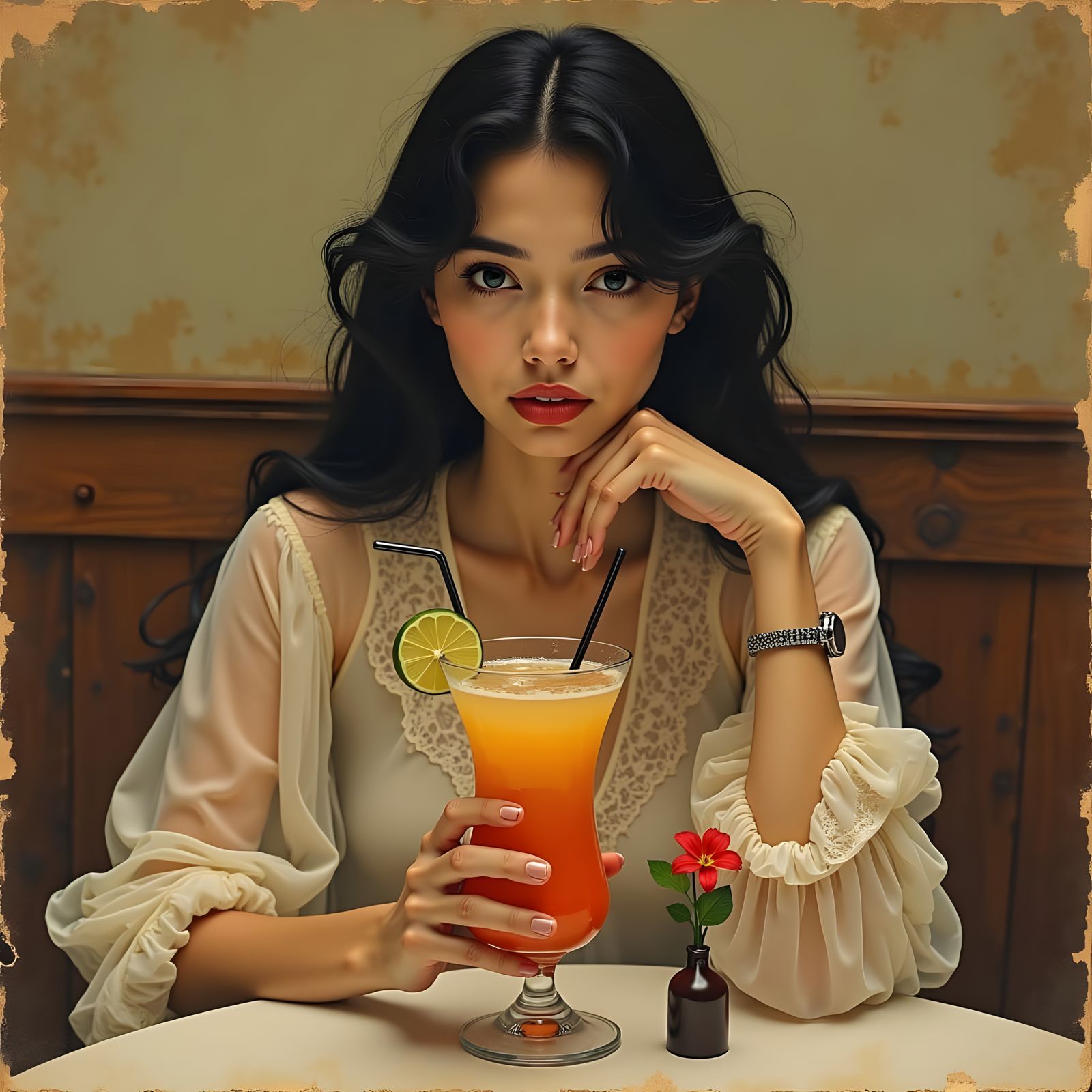 Sultry Cocktail Hour with a Young Woman