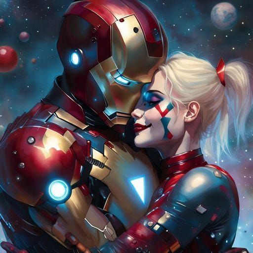 Iron Man and Harley Quinn in Space