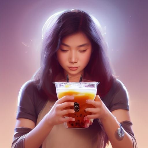 Boba Tea Personified: Hyperdetailed Concept Art