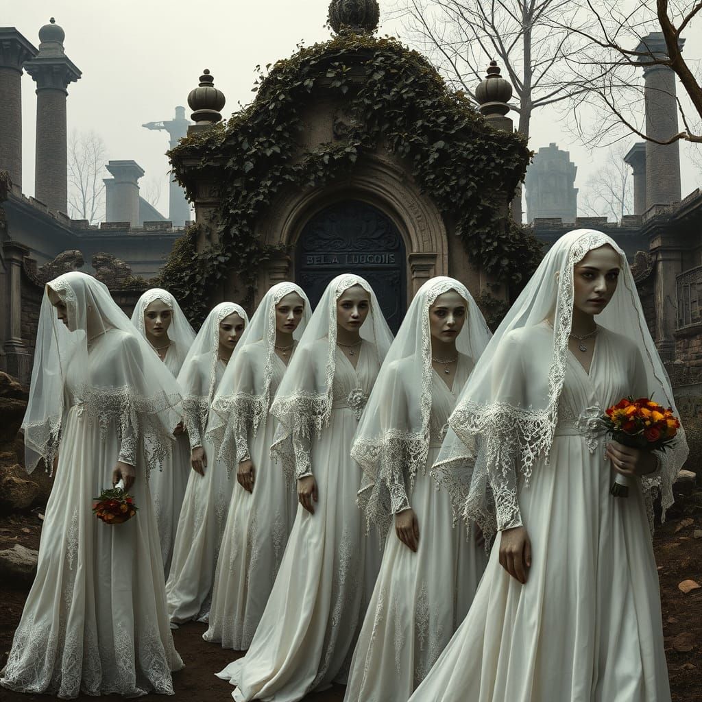 Brides File Past Bela Lugosi's Tomb in Cubist Style