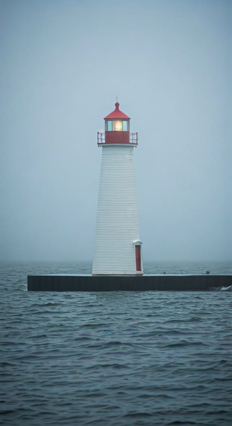 Toronto Lighthouse in Dramatic Fog
