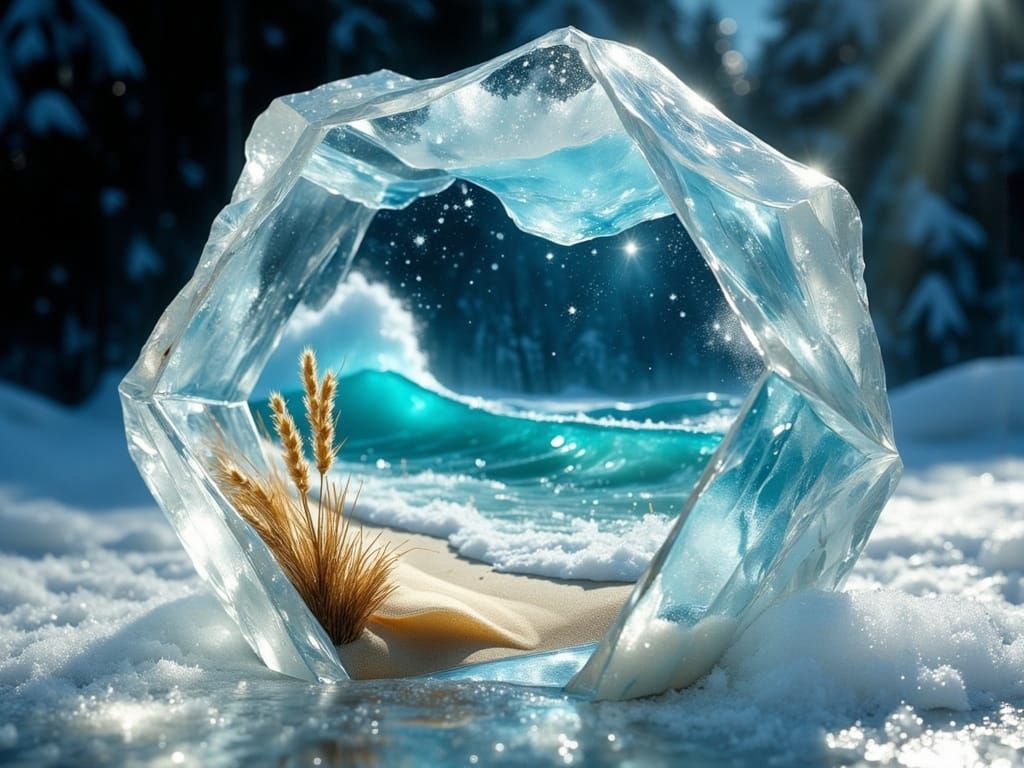 Ice Octahedron Encapsulating Miniature Ocean, Ultra-Macro Sh...