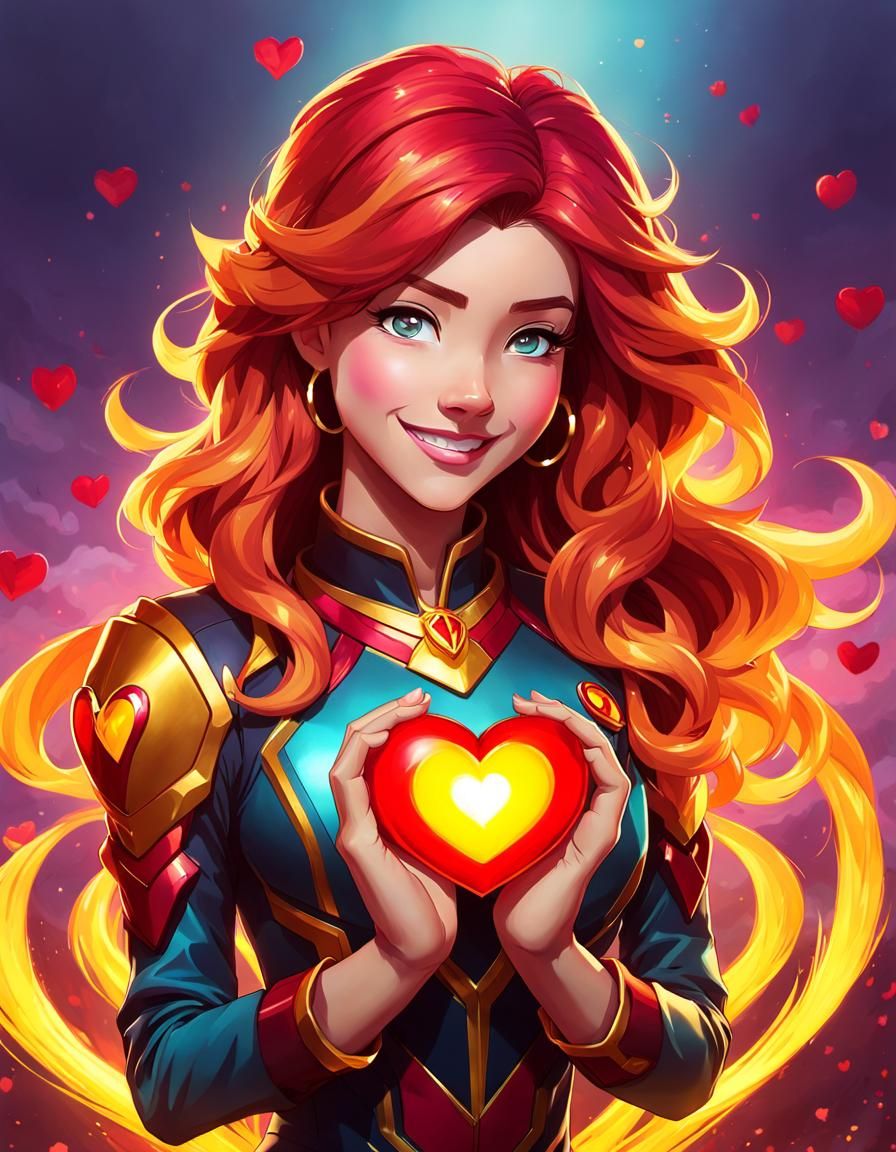Sunset Shimmer Heart Portrait in Hyperdetailed Style