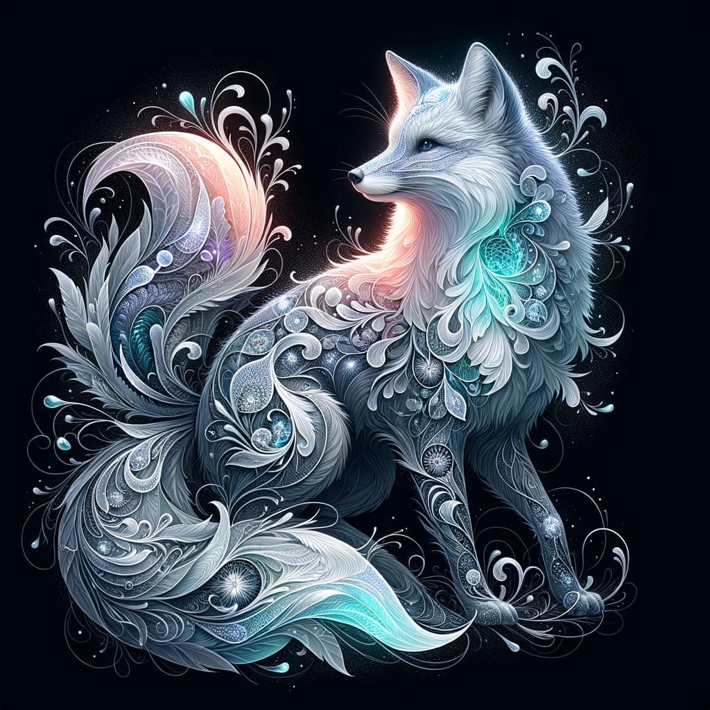 Ethereal Ghost Fox with Iridescent Coat