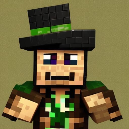Minecraft Zombie with Top Hat, 3D Render