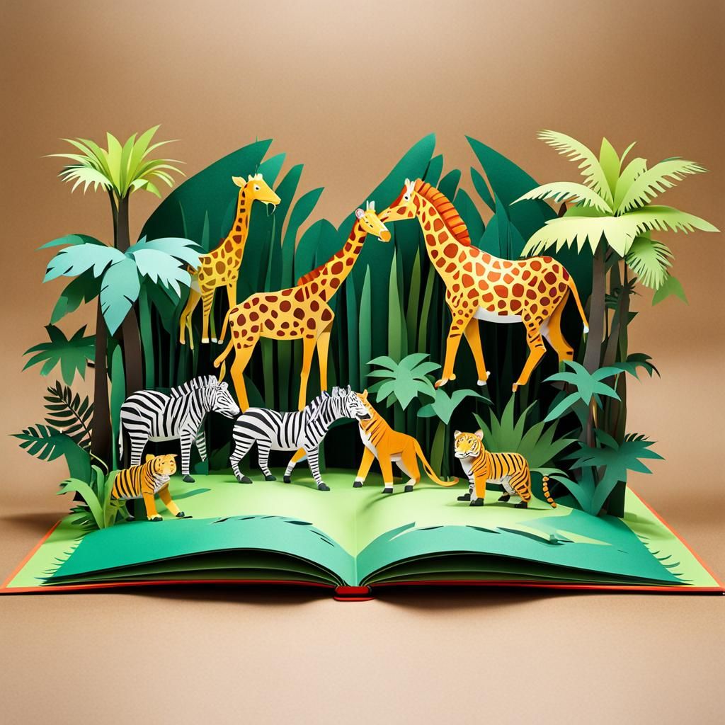 Jungle Animals in 3D Pop-Up Book
